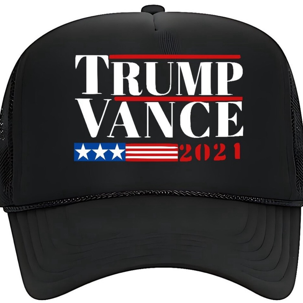 Trump Vance 2024 Election Republican Foam Trucker Mesh Snapback Cap Hat Black